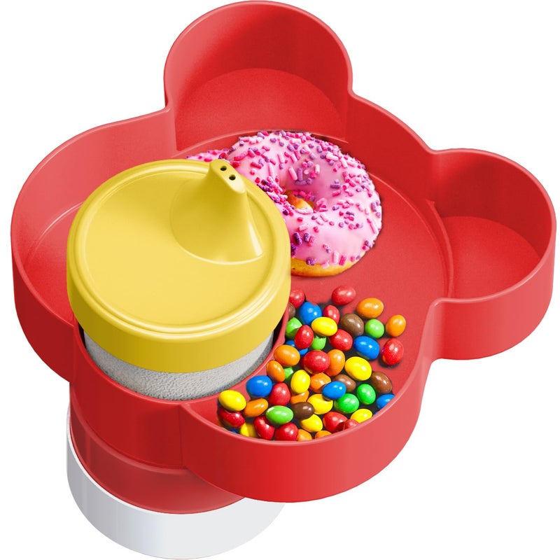 BlueOrigin Red Car Seat Tray - Convert Cup Holder to Snacks & Toys Tray, 360 Rotatable for Kids Travel, Booster & Stroller - Image 1